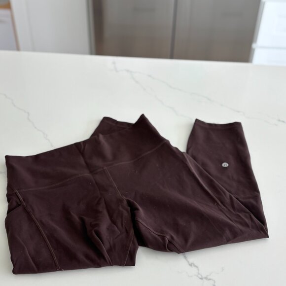 Lululemon Wunder Train High-Rise Crop with Pockets 23", Color Espresso, Size 12 - Picture 7 of 8